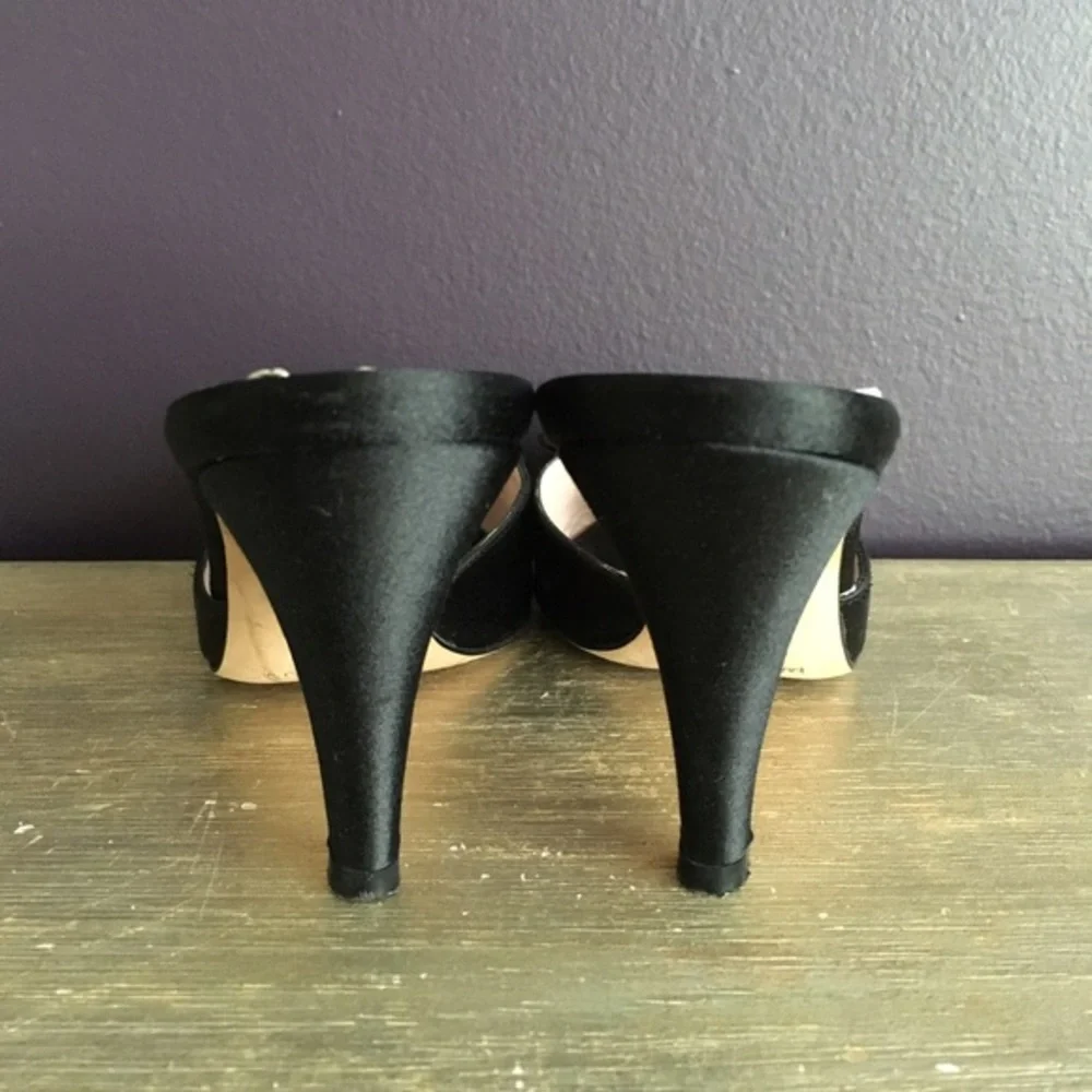 Michael Kors Women’s Black Open Toe Satin Bow Coquette Kitten Heels size 6